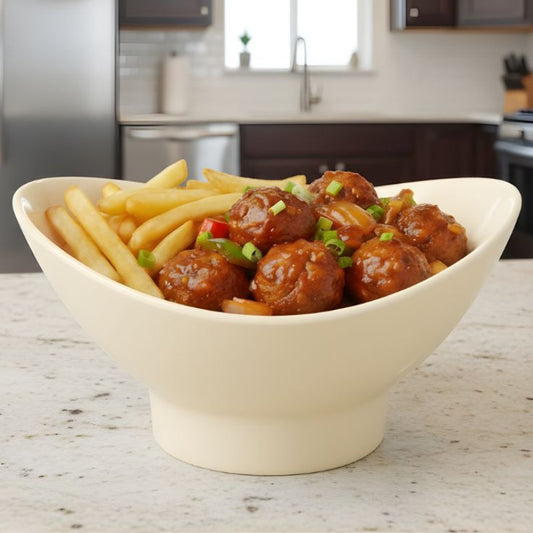Melamine Lotus Medium Serving Cream Bowl
